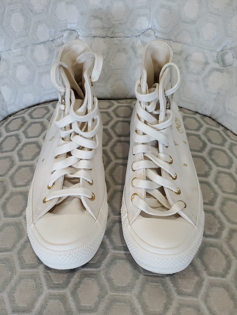 Converse Chuck Taylor All Star Luck Charms High-Top Sneaker in Gold & White